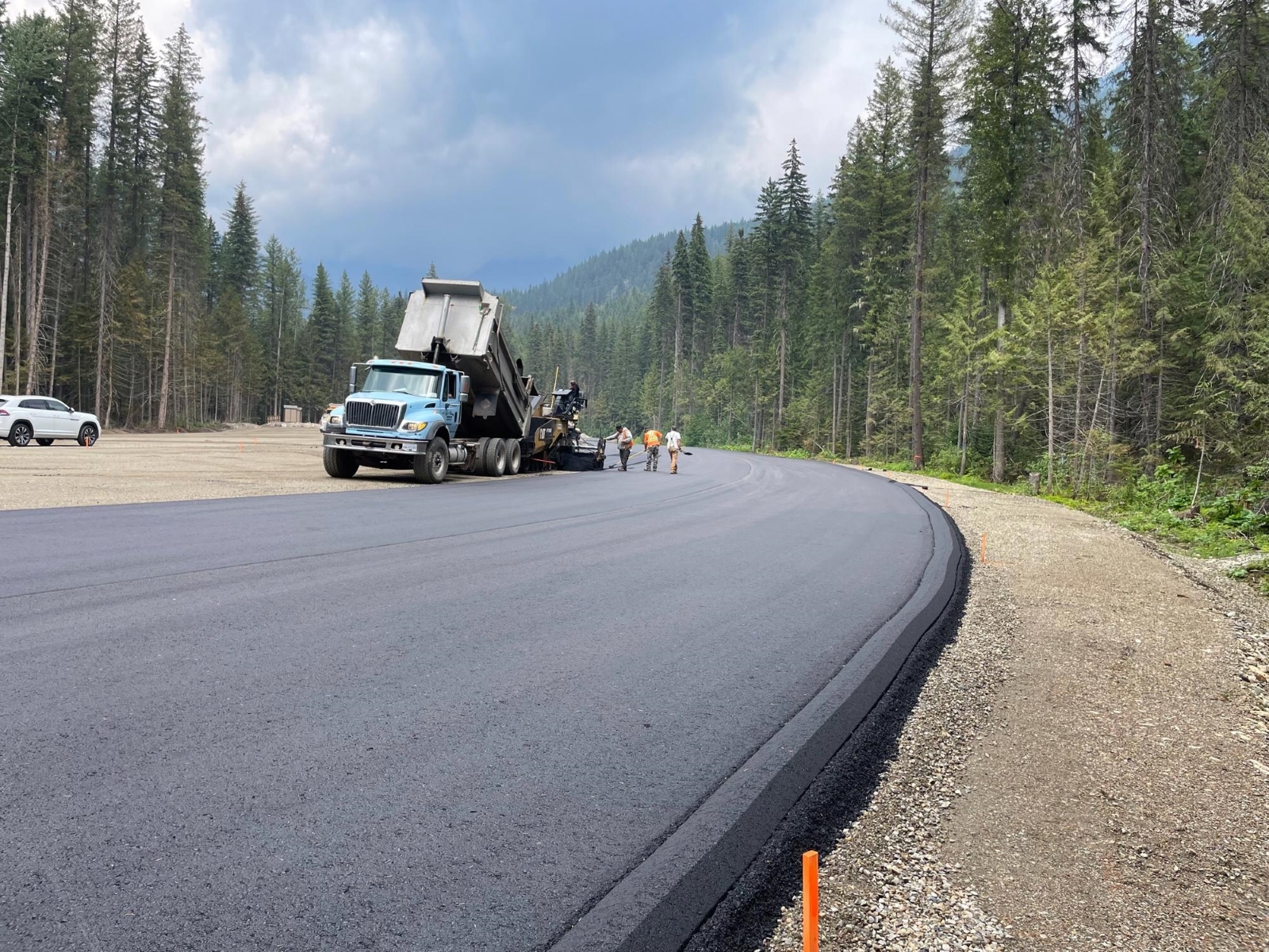 Dawson Construction paving near Mount Robson, British Columbia