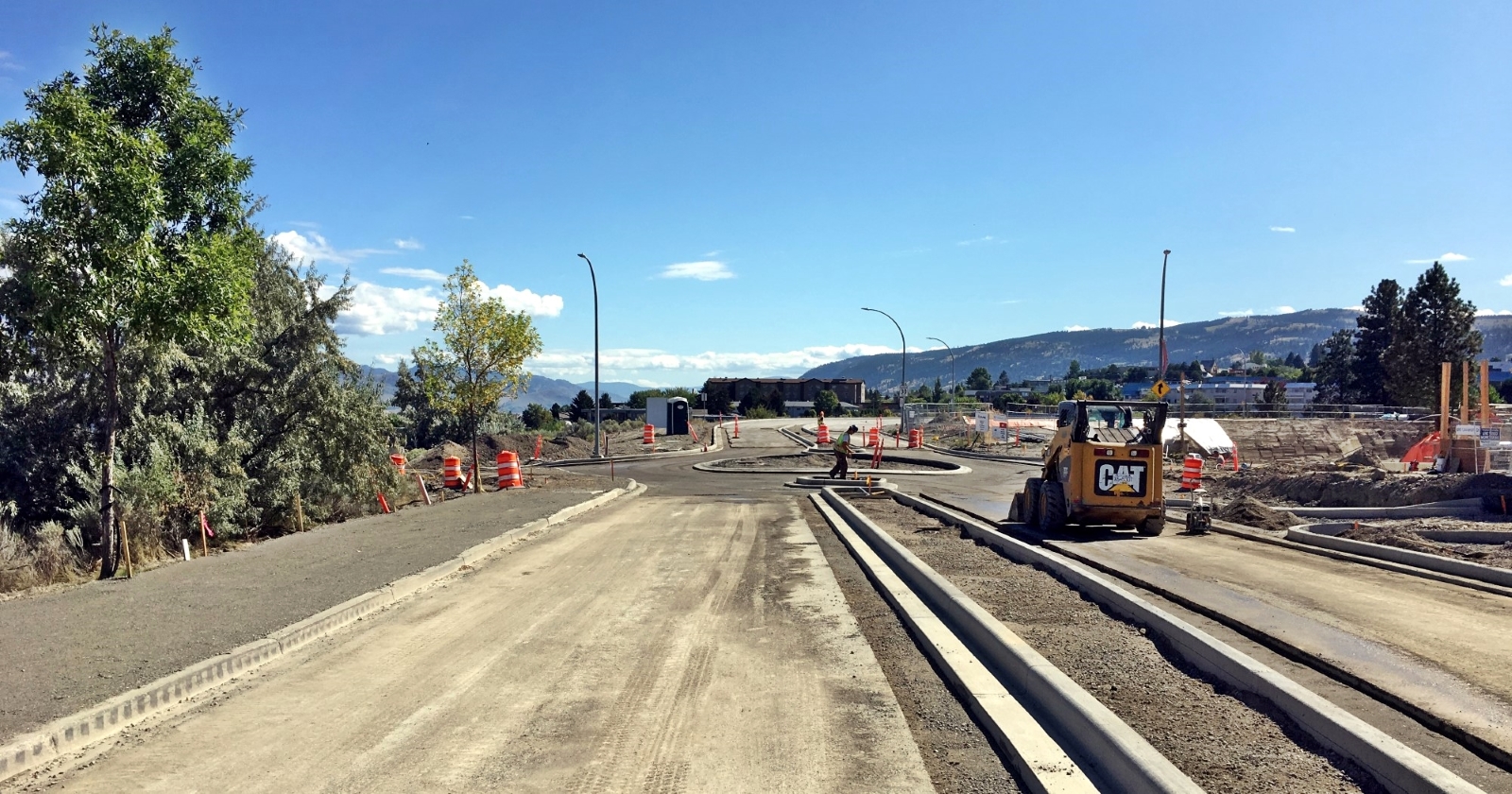 Dawson Civil working on the Thompson River University (TRU) Roundabout in Kamloops, British Columbia.